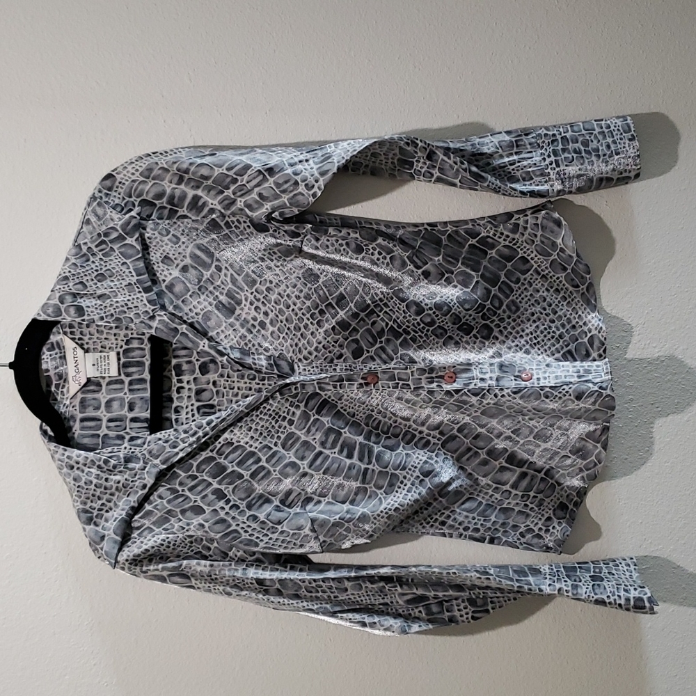 Vintage Gantos satin sheen animal print blouse